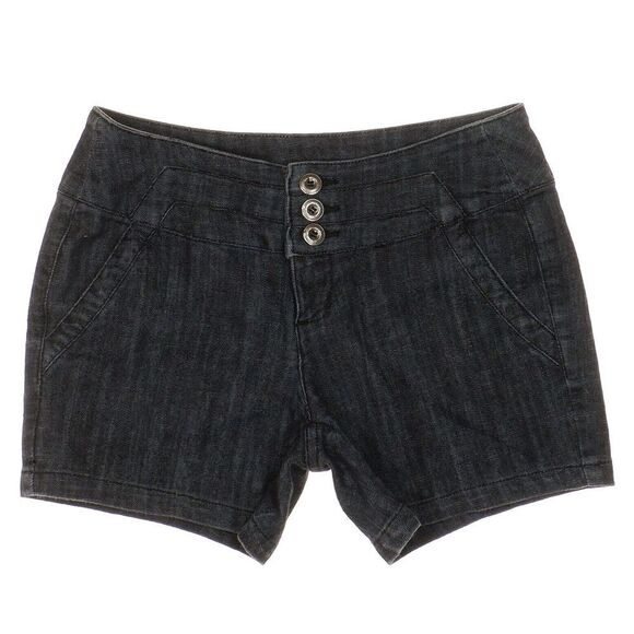 Maurices Chino Shorts Size 1/2 W27 Juniors Dark Wash Blue Denim Stretch - Picture 1 of 6